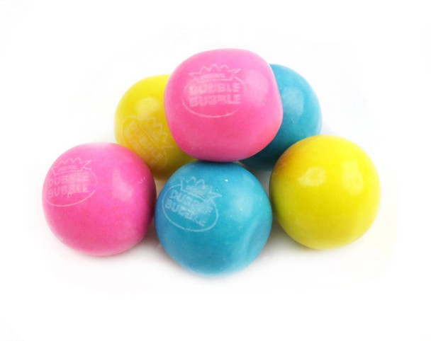 Dubble Bubble Cotton Candy Gumballs, vibrant pink cherry, yellow lemon, blue raspberry, 1-inch, approx 50/lb.