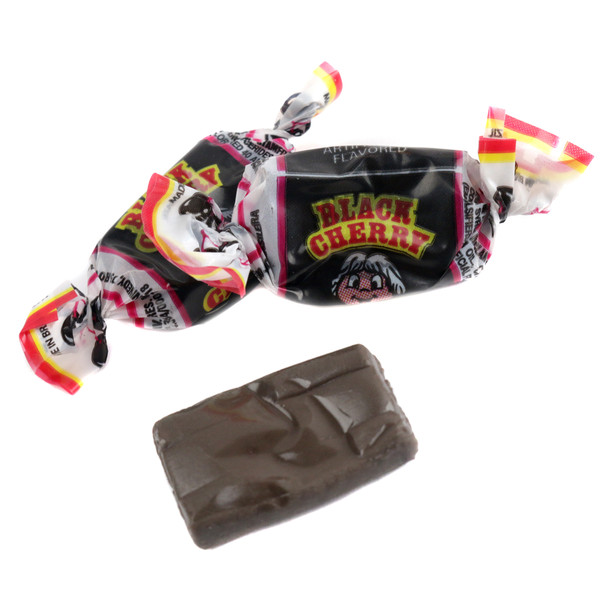 Albert's Black Cherry Chews, 240 individually wrapped black chewy candies, rich black cherry flavor.