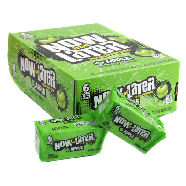 image of now later apple 6 pc 24 pack now and later candy