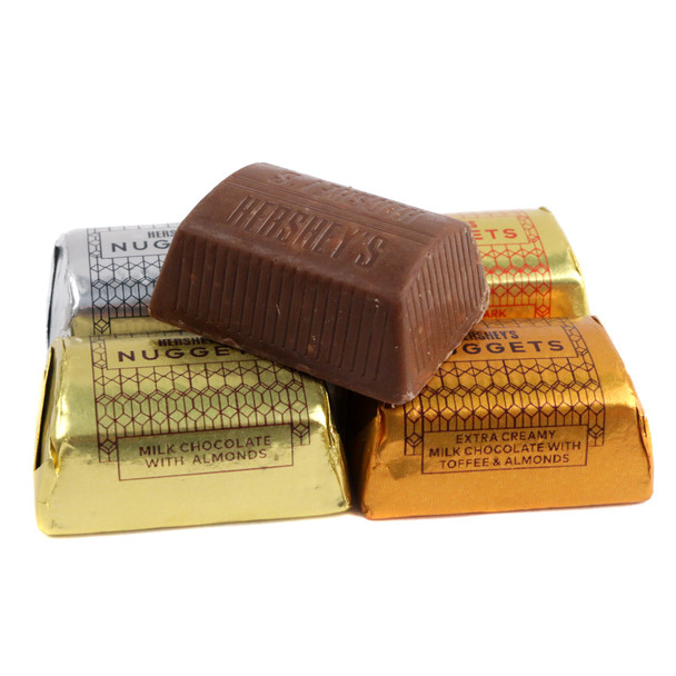 Hershey's Nuggets, assorted milk & dark chocolate, 43 foil-wrapped gold & silver candies per pound.
