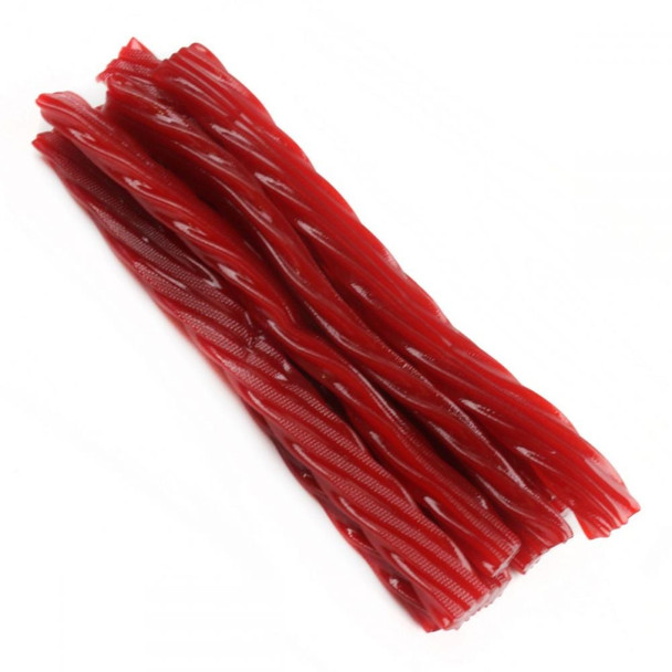 Kenny's Jumbo Red Raspberry Licorice Twists, approx 22 bright red chewy twists, 1 pound bag.