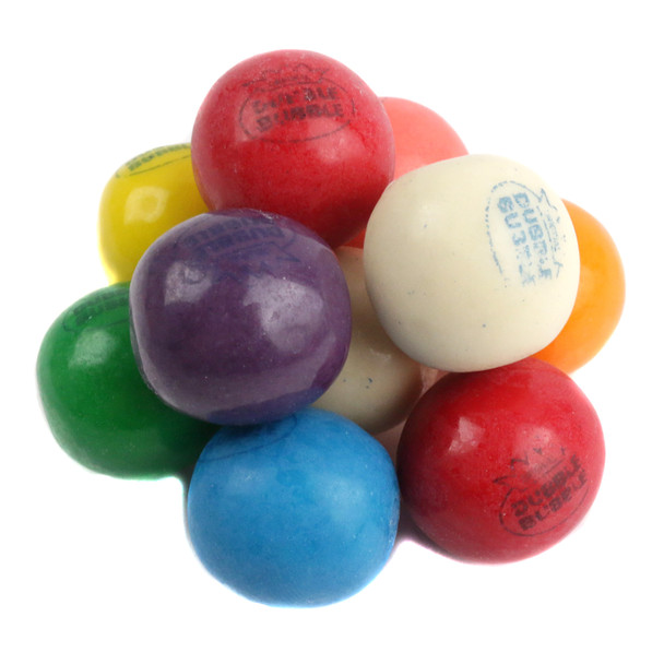 Bulk assortment of colorful 1-inch Dubble Bubble gumballs