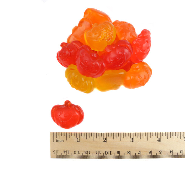 USA Made Albanese Gummy Pumpkins, orange, wild cherry, lemon flavors, smiling faces. Halloween, Fall candy, approx 35 per lb.