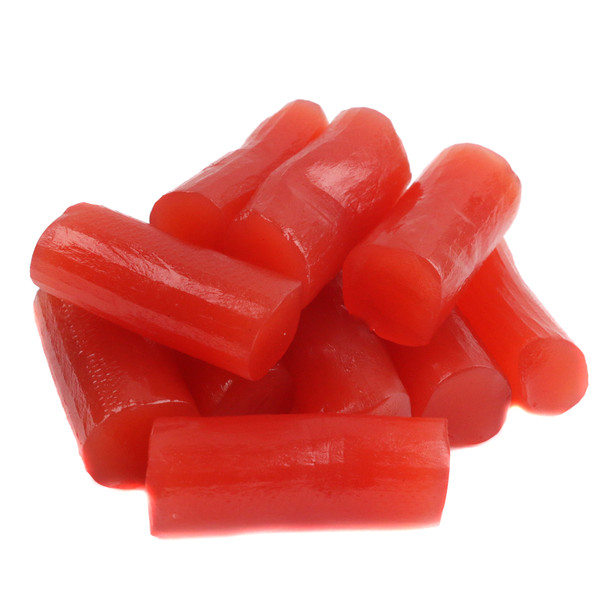 Finnska Strawberry Red Licorice Bites, approx. 60 chewy pieces per pound, bright red, Non-GMO Finnish candy.