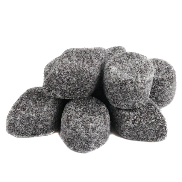 Black Licorice Dutchies, diamond-shaped, sugar-coated black candy from Holland, approx. 65 per pound, non-GMO.
