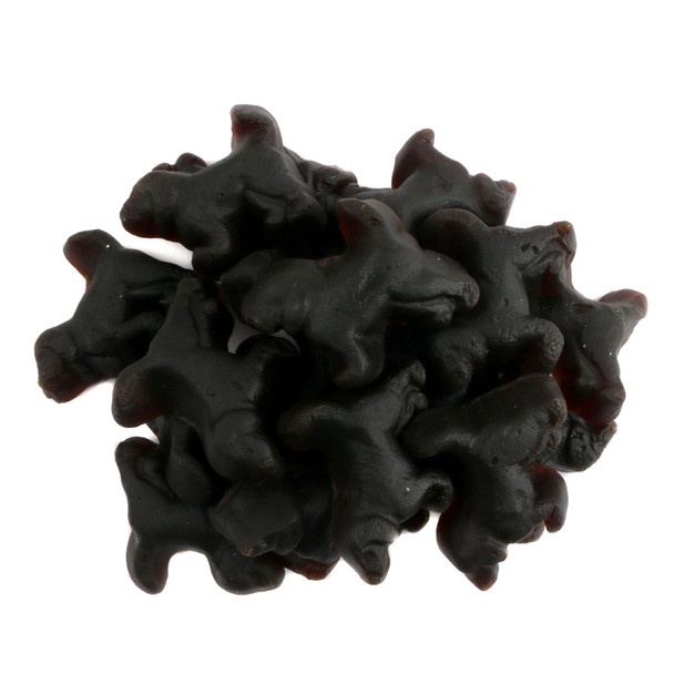 Black Licorice Beagles, unwrapped, bite-sized, 80 pieces per pound.