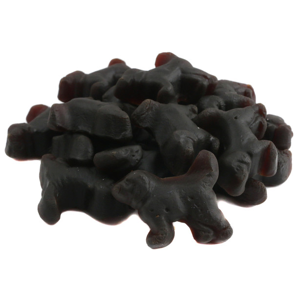 Black Licorice Beagles, unwrapped, bite-sized, approx 80 per pound. Sweet and salty Dutch black licorice candy.