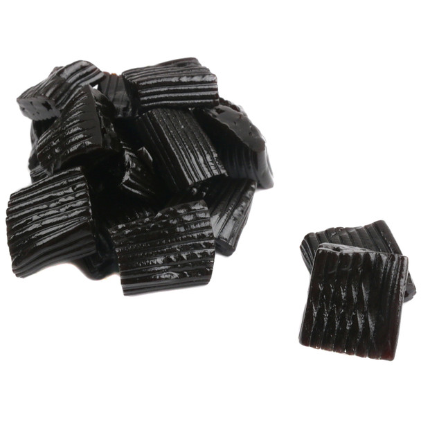 Finnska Black Licorice Ripples, bite-sized firm black candy pieces with distinct ripples from Gerrit Verburg.