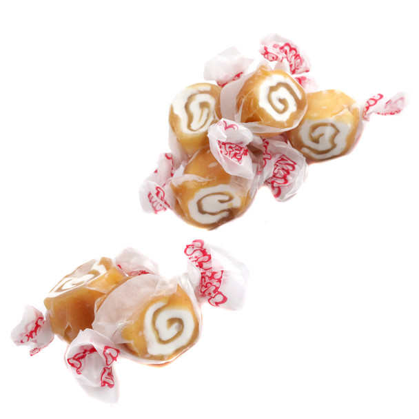 Taffy Town Salt Water Taffy Caramel Swirls, brown & cream, approx 65 individually wrapped pieces.