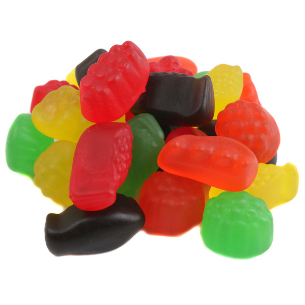 Jujyfruits chewy nostalgic candy, colorful assortment of red, orange, yellow, green, black fruit flavors, 170 pieces per pound.
