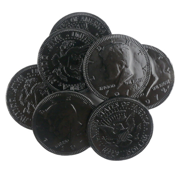 image of black foil chocolate coins