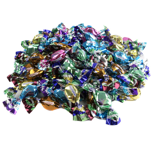 Glitterati Mint Medley, 6 varieties of Italian mini mints, approx 440 dye-free pieces, white, brown, & assorted colors.