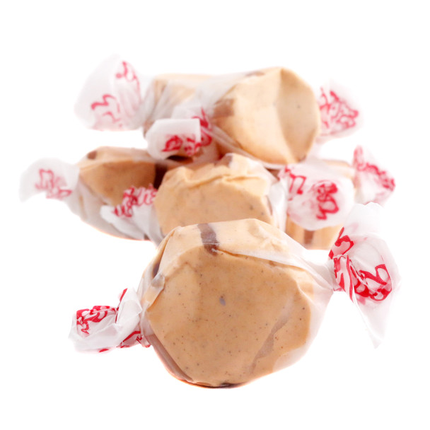 Brown & orange Salt Water Taffy Pumpkin Pie candy, individually wrapped, soft, creamy, gluten-free, 65 pieces.