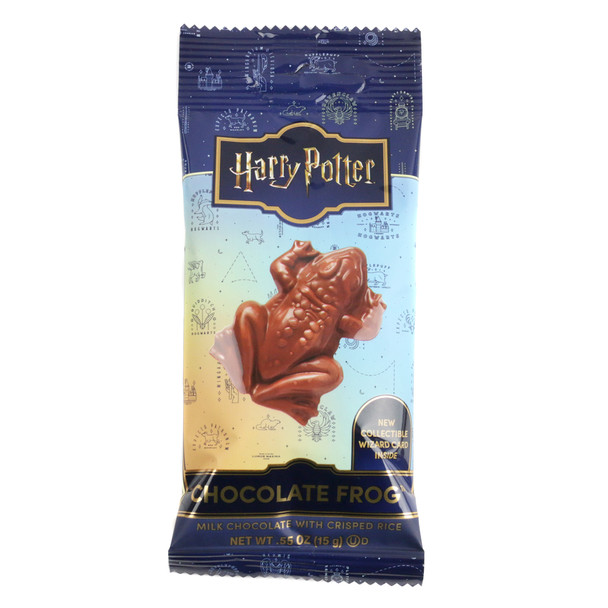 Harry Potter Chocolate Frogs, 6 individually wrapped brown milk chocolate crisped rice frogs with wizard cards.
