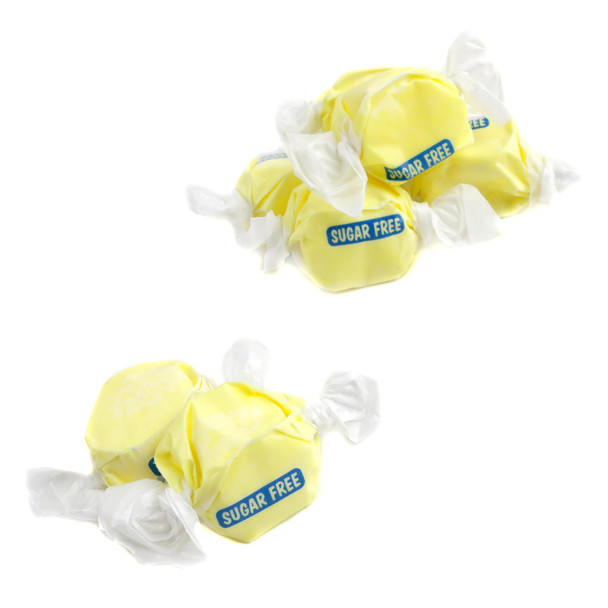 Vibrant yellow Taffy Town whipped sugar free banana salt water taffy, approx 65 pieces/lb.
