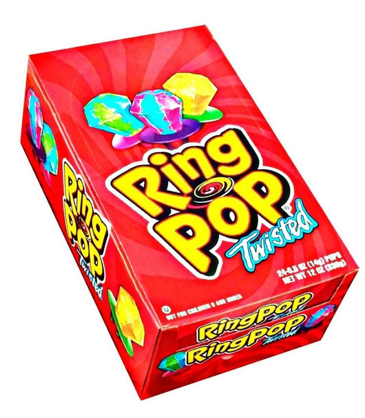 Ring Pops Twisted, 24 individually wrapped assorted duo flavor lollipops, colorful and delicious.