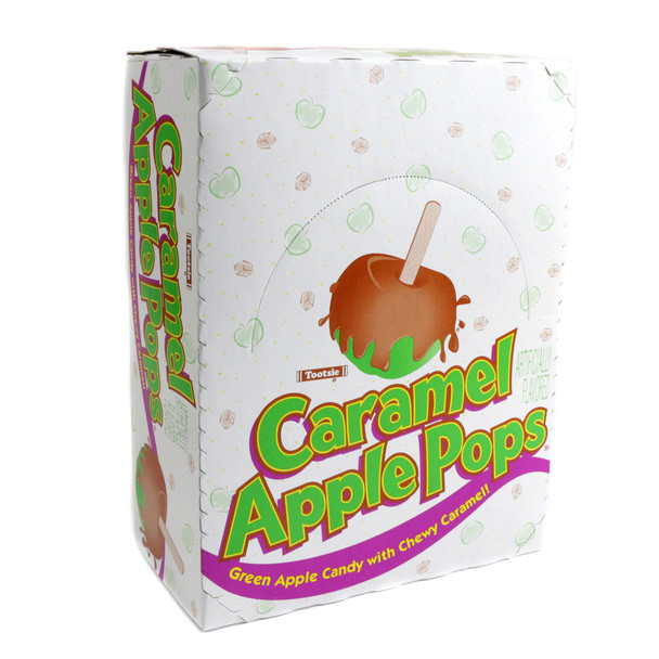 48 individually wrapped green apple lollipops, coated in creamy caramel.