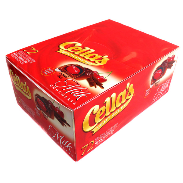 72 Cellas Chocolate Covered Cherries, rich red cherry liquid centers coated in creamy milk chocolate.