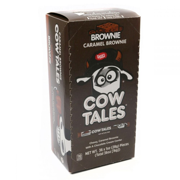 36 brown Goetze's Cow Tales Chocolate Brownie, individually wrapped caramel candy treats.