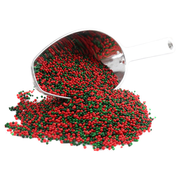 Red and Green Nonpareils, festive Christmas sprinkles for holiday baking and dessert toppings, Made in USA by Sprinkle King.