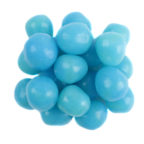 Bright blue Wild Berry Chewy Sour Balls, 95 per pound, with a tangy blue raspberry flavor and chewy center.