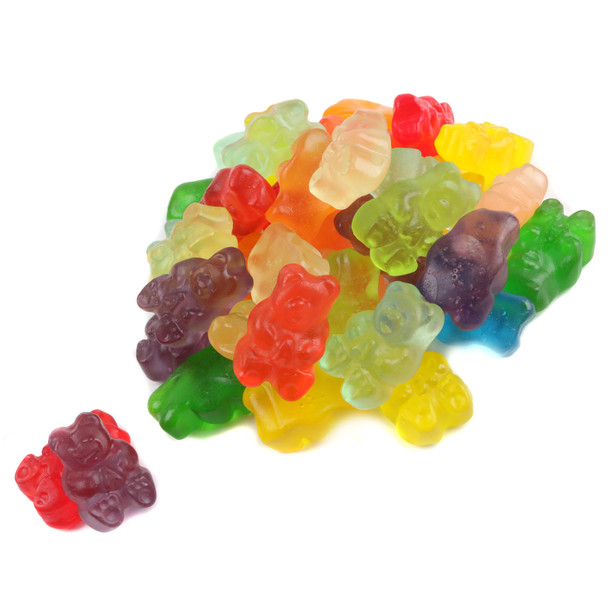 Albanese Gummy Bears, 12 vibrant fruity flavors, 140 per pound, colorful USA-made gluten-free candy.