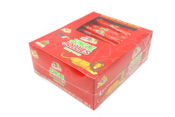 Jungle Jollies Strawberry, 48 vibrant pink chewy taffy sticks, individually wrapped.