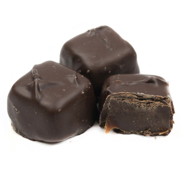 Ashers Milk Chocolate Chocolate Caramels, approx 30 rich brown pieces, chewy chocolate caramel centers.