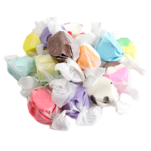 Sweets Candy Co. assorted colorful Salt Water Taffy, approx. 60 individually wrapped fruit candy pieces per lb.