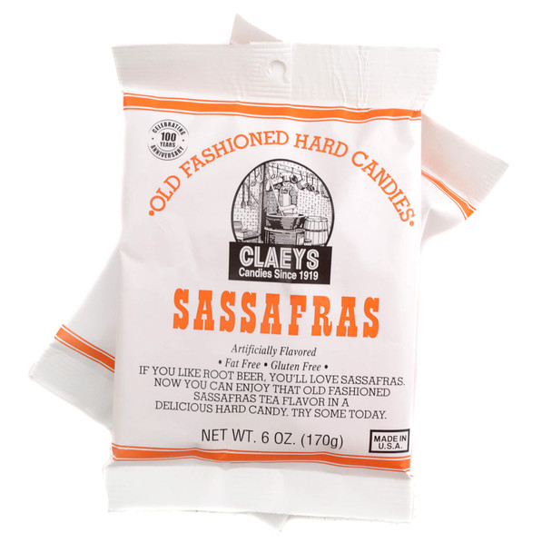 Claeys hard candy sassafras drops are unwrapped amber-colored sassafras hard candy drops with a smooth texture and classic shape
