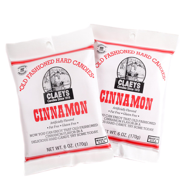 Claey's old-fashioned 6oz bag, approx 42 red cinnamon hard candy drops. Made in the USA.