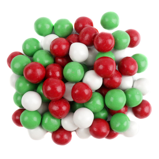 Red, white, and green Jelly Belly Christmas Dutch Chocolate Mints, creamy peppermint filling, approx 210 per lb.