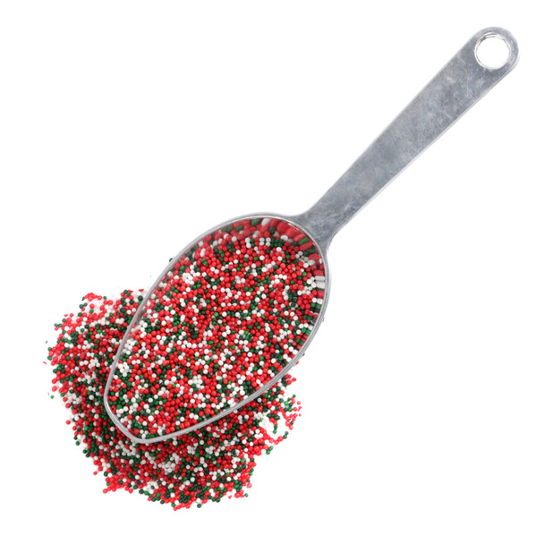 Red, green, white Christmas Nonpareil Sprinkles by Sprinkle King, a festive candy topping for holiday baking.