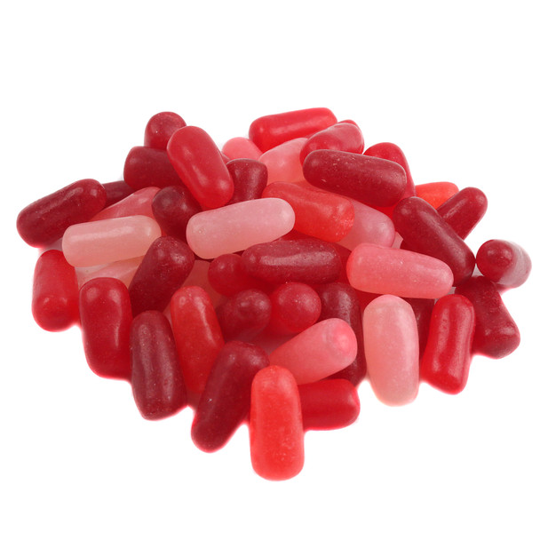 Mike and Ike Red Rageous candy, vibrant red and pink pieces, strawberry, fruit punch, cherry, raspberry, watermelon, 260 pieces/lb.