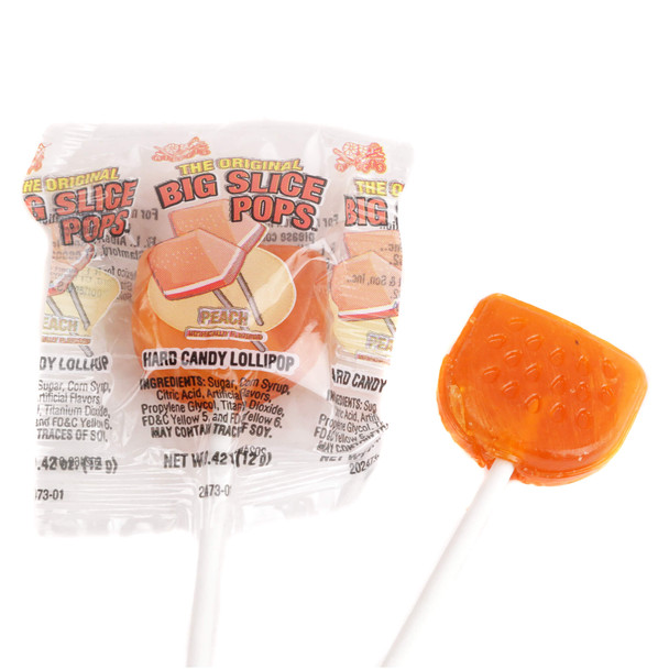 Big Slice Pops individually wrapped peach lollipop
