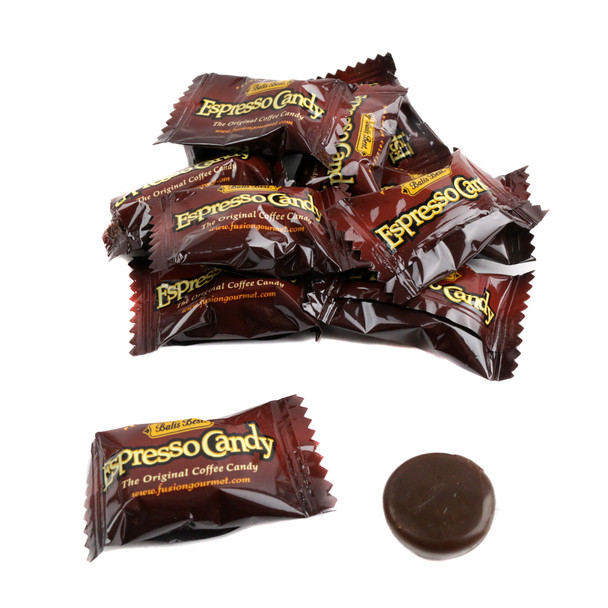 Balis Best brown hard espresso candy, 1 pound, approx 120 pieces. Rich, bold coffee flavor.