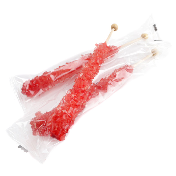 image of strawberry rock candy sticks  wrapped 12 piece