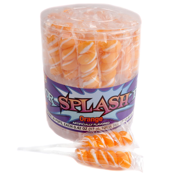 30 bright orange twist lollipops, individually wrapped, with delicious citrus orange flavor, vibrant color, 2.5 inch length.