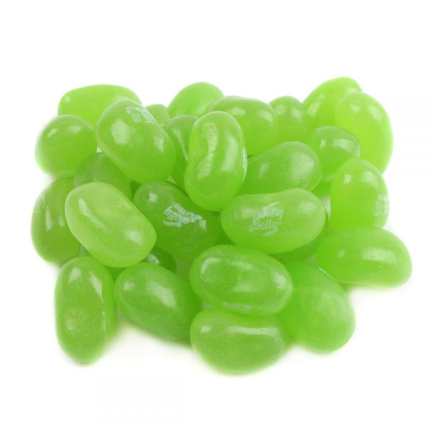 Vibrant green Jelly Belly Sunkist Lime Jelly Beans, zesty lime flavor, about 400 beans per pound.