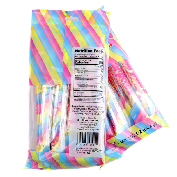 Marpole Marshmallow Twist Bag, 8 soft twisted marshmallow poles in pastel colors, individually wrapped, nostalgic candy.