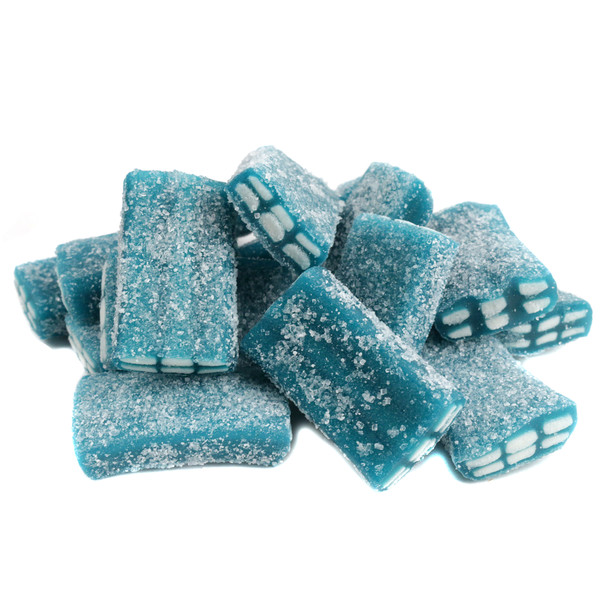 image of sour blue raspberry licorice bricks fini candy