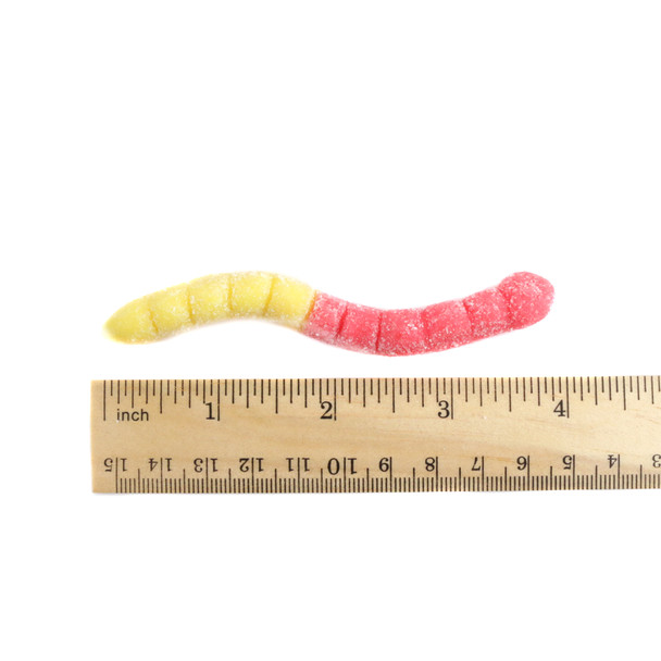 Albanese Neon Sour Gummy Worms, 4-inch, assorted blue, yellow, orange, red, green, sour-dusted, textured candy.
