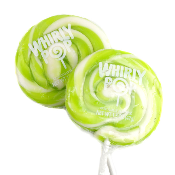 Whirly Pop lime green and white swirl lollipops, 12 count, 1.5 oz.