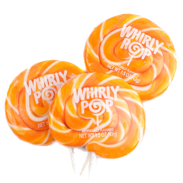 image of orange swirly pops whirly carnival candy