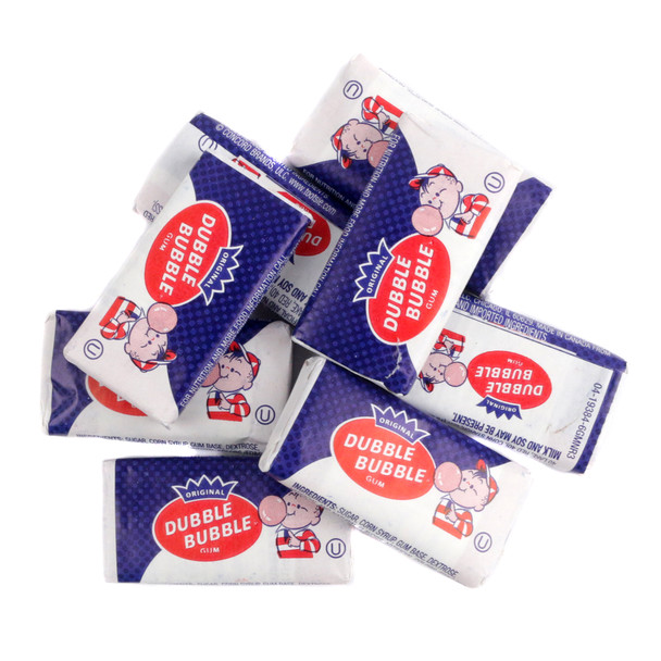 Dubble Bubble Nostalgic Original 1928 flat chunk-shaped bubble gum, approx. 100 pieces with comics.