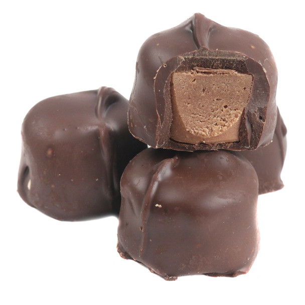 Asher's rich milk chocolate butter creams, approx 30 brown candies per pound. Smooth, creamy chocolate filling.
