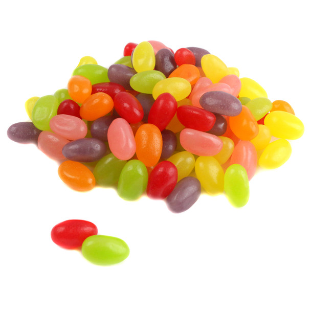 Teenee Beanee Medley Mix jelly beans, assorted rainbow colors, 400 count, 1/2 inch, lemon, grape, strawberry, cherry, orange flavors.