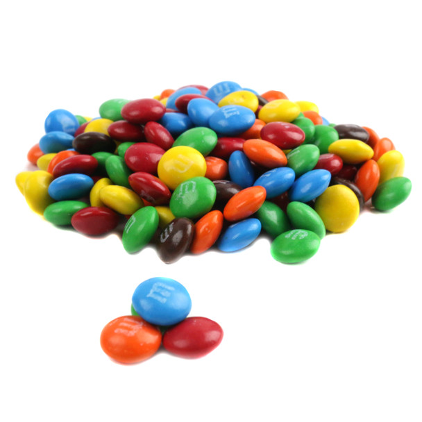Rainbow-colored Mini M&M's, small bite-sized milk chocolate candy pieces, perfect for baking and dessert toppings.