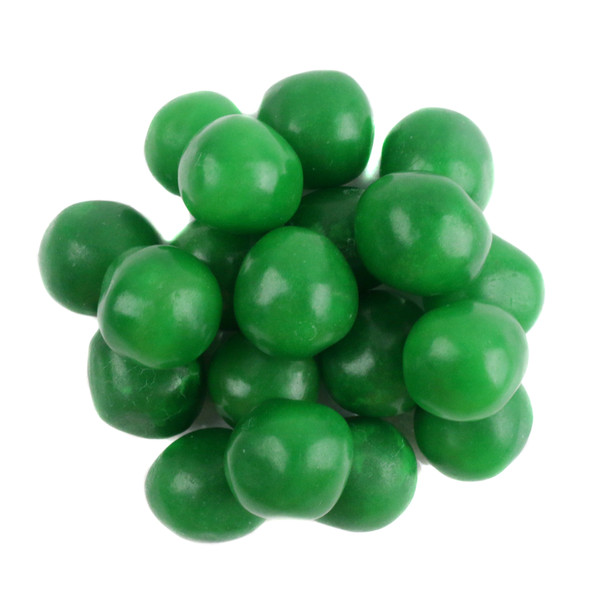 Dark green apple chewy sour balls, approximately 95 pieces per pound, bulk tart and sweet candy, Made in USA.