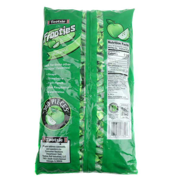 Bulk bag of 360 vibrant green Apple Frooties, soft chewy candy for St. Patrick's Day celebrations.